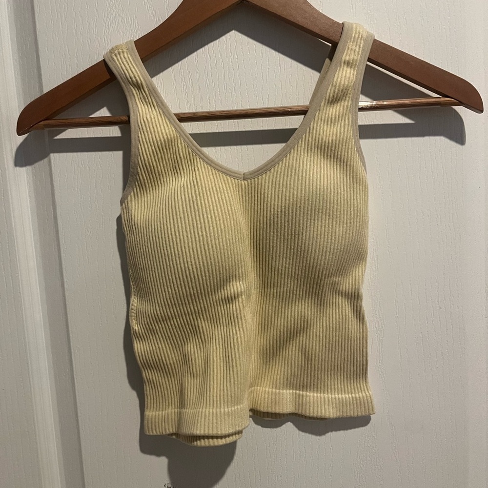 Altar’d State Ribbed Yellow Cropped Tank Top | XS